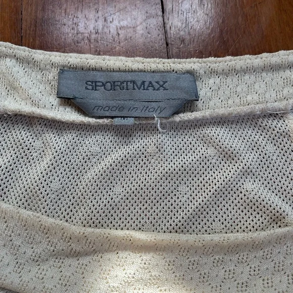 Sportmax Max Mara Vintage Y2K Pointelle Knit Cream Top tie blouse - Picture 4 of 10